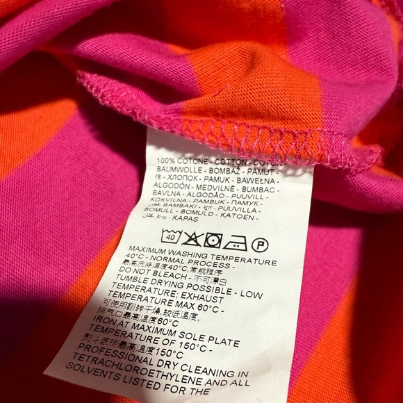 NWT Piombo Pink Orange Striped Short Sleeve Cotton Tee Shirt Women Small - Picture 6 of 6